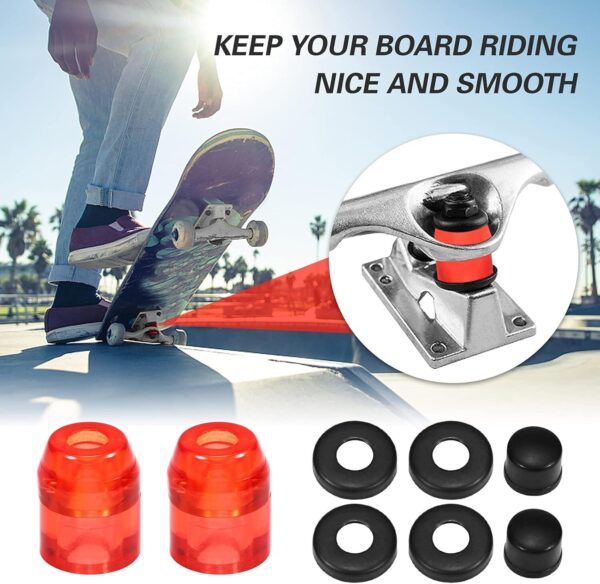 71OHWjzTyfL._AC_SL1500_.jpg Bushing de Skateboard Kit Reconstrução Truck Longboard com Cups Pivô e Arruelas para 2 Trucks