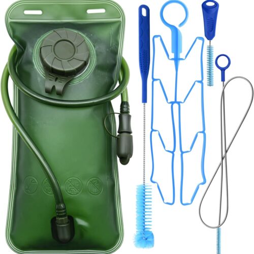 71PI8zPEwL._AC_SL1500_.jpg Bexiga de hidratação com kit de limpeza, bexiga de água de 2L com kit de limpeza, reservatório de água à prova de vazamento para caminhadas, ciclismo, escalada, ciclismo, corrida, acampamento,