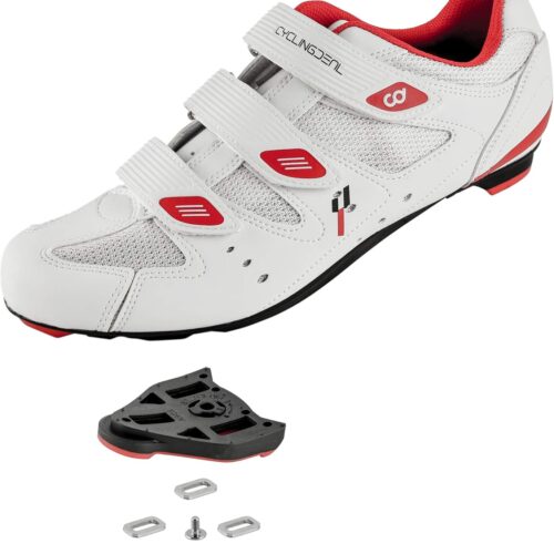 71RF0YEnNL._AC_SL1500_.jpg CyclingDeal Sapatos de ciclismo masculinos universais com suporte de chuteira de bicicleta com visual flutuante de 9 graus compatíveis com ARC Delta compatíveis com pedais de bicicletas internas Peloton