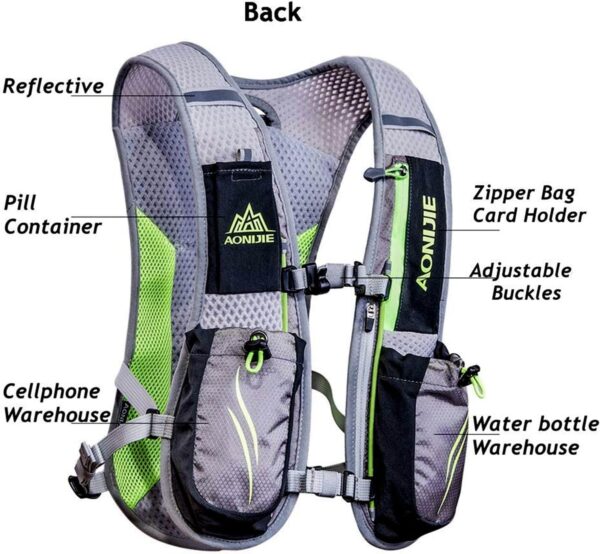 Mochila de hidratação para corrida para mulheres e homens Mochila leve para corrida em trilha 5,5L Verde menta