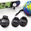 Skate Infantil + Acessórios Segurança E Proteção Com 5 Itens Caveira Verde