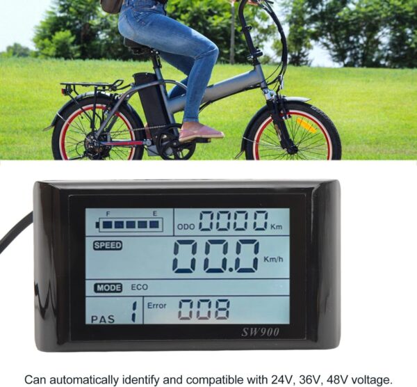 Exibição LCD de Bicicleta Elétrica, 5 Pinos de água à Prova de água ABS Bike Electric Painel LCD Tela Com Botões de Energia Indicadores de Bateria para Controladores JN