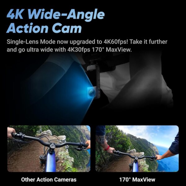 Insta360 Pacote de motocicleta X4 - Câmera de ação 360 à prova d'água 8K, vídeo grande-angular 4K, bastão de selfie invisível, protetores de lente removíveis, vida útil da bateria de 135 minutos,