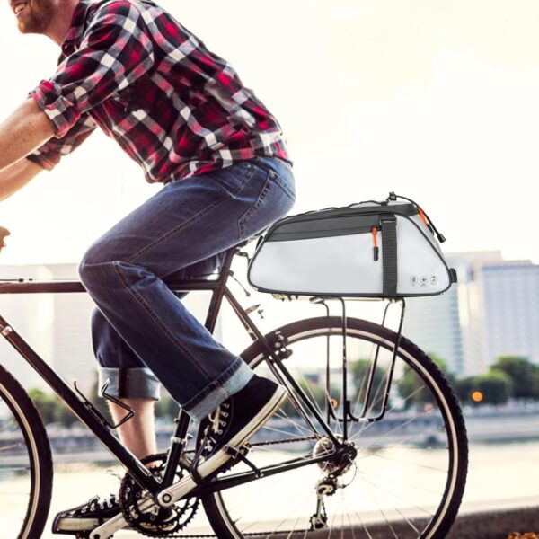 71UgPU3jcEL._AC_SL1500_.jpg HuiJuKeJi Bolsa para porta-malas de bicicleta, refletiva de 360°, mochila de bicicleta de 12 L, bolsa traseira para bagageiro de armazenamento, bolsa de selim 3 em 1, multifunções à prova d'água,