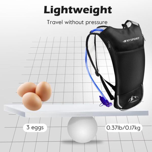 TNYSPORT Mochila De Hidratação Com 2 Unidades E Reservatório Litros, Leve Respirável Para Água 3 Bolsos Alças Reforçadas (Azul Cinza Claro)