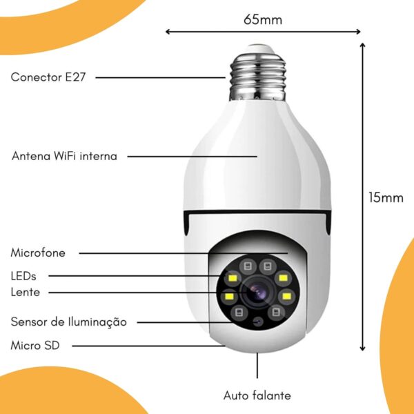 Câmera Lâmpada Câmera Espiã de Segurança WiFi, 1080P Câmera de Base E27 com Visão Noturna Infravermelha intercomunicador bidirecional, Câmera Vigilância com Função de Rastreamento Automático YOOsee