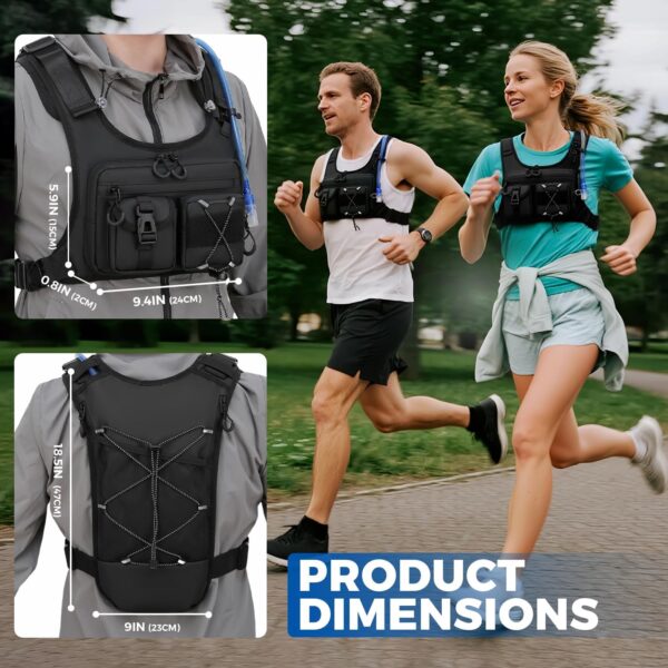 Criuage Mochila De Hidratação Usa Original Patenteada Para Corrida, Leve Com Bolsa Peito E Água 2,0 L, Caminhadas, Ciclismo, Corrida Maratona, Mulheres Homens (Preto V2, Padrão)