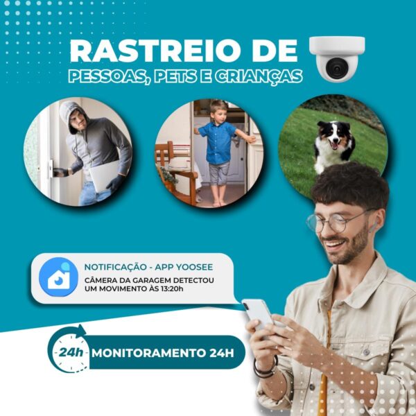 Câmera de Segurança Preta, Bocal, Lâmpada, IP WiFi 360º, Visão Noturna, Sensor Movimento, Com Áudio, Areas Externas e Internas, Camera para Celular