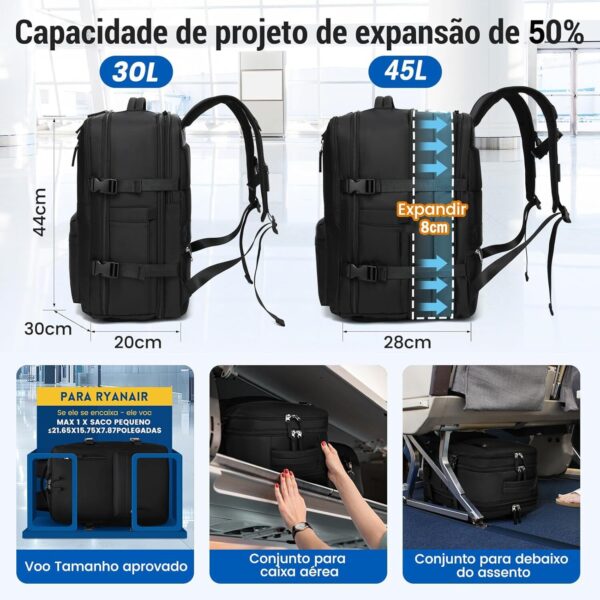 71WwA-l7EWL._AC_SL1500_.jpg Mochila de Viagem Expansivel Grande Masculina Feminina,Mochila Avião Notebook Bolsa de Sapato,Executiva,Antifurto,Reforçada,USB,Impermeável,Escolar,Faculdade,Trabalho,Presente