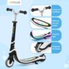 71XLZ92-HsL._AC_SL1500_.jpg TONBUX Scooter infantil de 3 a 12 anos, patinete infantil com iluminação legal deck e rodas de PU, scooter ajustável em altura de 3 níveis com suporte, scooter leve crianças 3 anos