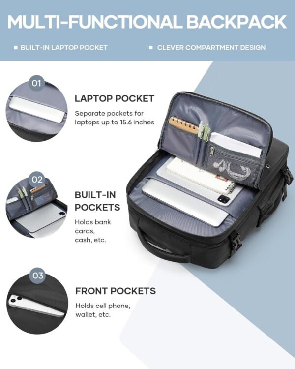 71XOsSEbkZL._AC_SL1500_.jpg Mochila de viagem grande para mulheres e homens, mochila de mão, mochila de caminhada, Compartimento para Notebook, Sapatos e Entrada USB, para viagens, Cinza, 25L, Mochilas de viagem