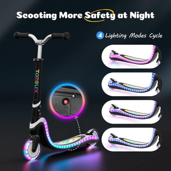 71XwbTRQnpL._AC_SL1500_.jpg TONBUX Scooter infantil de 3 a 12 anos, patinete infantil com iluminação legal deck e rodas de PU, scooter ajustável em altura de 3 níveis com suporte, scooter leve crianças 3 anos