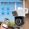 Câmera de Segurança WiFi Externa HD 3MP, IP Sem Fio com Visão Noturna Infravermelha, Dupla Lente Grande Angular, À Prova D'Água IP66, Detecção de Movimento e Áudio Bidirecional