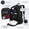 Mochila viagem de expansão de 50 litros, com 6 sacos de armazenamento, Anti-roubo, com porta USB e porta de fone de ouvido, mochila notebook, Adequado para homens e mulheres (preto)