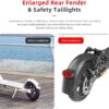 ulip Suspensão de choque traseira atualizada com placa de licença grande lanterna traseira e para-lama para Xiaomi M365, M365 Pro, 1S, Pro 2, Essential, Xiaomi 3 Scooters