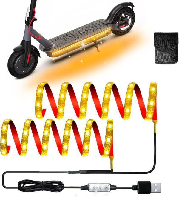 71e9omOrPSL._AC_SL1500_.jpg Keiurot Luzes Led Para Patinete Noturno, Faixa De Luz Amarela/Âmbar, Modo Piscante 5 V, Acessórios Elétricos Skate, 2 Em 1