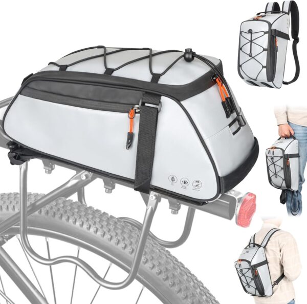 71eH9nC4HCL._AC_SL1500_.jpg HuiJuKeJi Bolsa para porta-malas de bicicleta, refletiva de 360°, mochila de bicicleta de 12 L, bolsa traseira para bagageiro de armazenamento, bolsa de selim 3 em 1, multifunções à prova d'água,