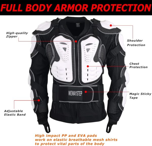 Jaqueta protetora de motocicleta, armadura de corpo inteiro, proteção da coluna do peito, equipamento de bicicleta suja para homens motocross MTB Racing