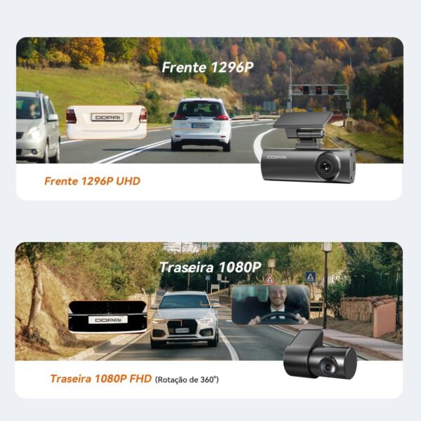 71eauRztqYL._AC_SL1200_.jpg DDPAI N1 Dual Câmera Veicular Frontal Traseira 1296P+1080P, Dachcam com WiFi, Câmera para Carro com Aplicativo, Supercapacitor, Visão Noturna, Gravação em Loops, Estacionamento 24H (Sem Cartão SD)