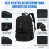 Mochila viagem de expansão de 50 litros, com 6 sacos de armazenamento, Anti-roubo, com porta USB e porta de fone de ouvido, mochila notebook, Adequado para homens e mulheres (preto)