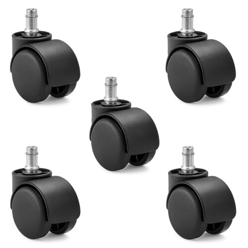71gYR98kvL._SL1500_.jpg Kit 5 Rodinhas Rodizio para Cadeira Escritório Diretor Gamer Roda Nylon 50mm, Giratória Silenciosa, Preta