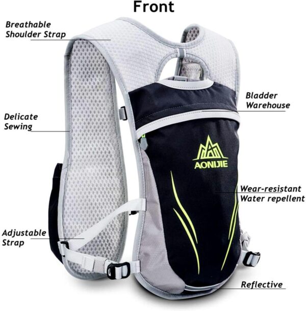 Mochila de hidratação para corrida para mulheres e homens Mochila leve para corrida em trilha 5,5L Verde menta