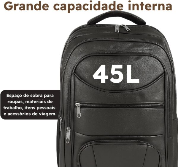71hIOFL9etL._AC_SL1200_.jpg Mochila Executiva Impermeável Em Couro Sintético - Para Trabalho, Escola, Faculdade e Viagens
