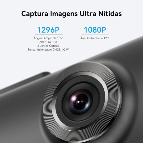 71hLOhVZEWL._AC_SL1500_.jpg DDPAI N1 Câmera Veicular Dupla 1296P + 1080P com Wi-Fi, Câmera para Carro com Visão Noturna, Sensor G, Gravação em Loop e Modo Estacionamento 24h, Supercapacitor (Cartão SD Não Incluído)