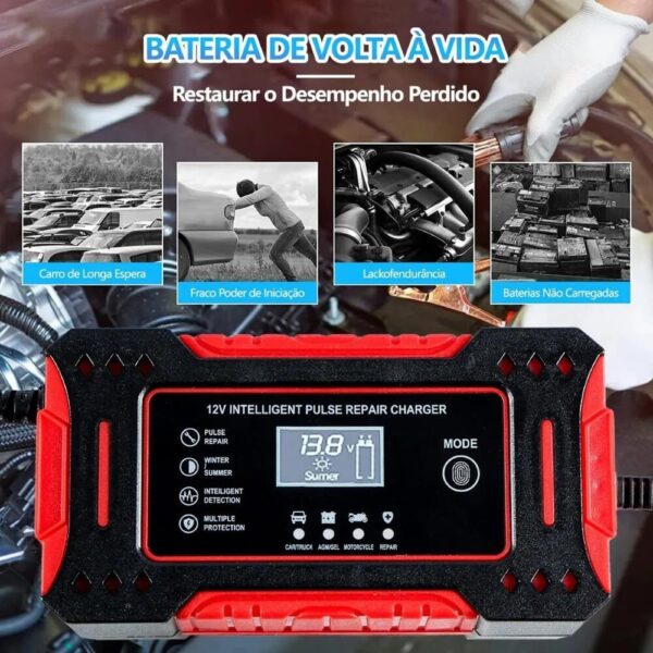 71iYOSc22fL._AC_SL1000_.jpg Carregador de Bateria Inteligente 12V Bivolt com Display Digital – Para Carro, Moto e Caminhão | Proteção contra Superaquecimento, Sobrecarga, Curto-Circuito e Compensação de Temperatura - Premium