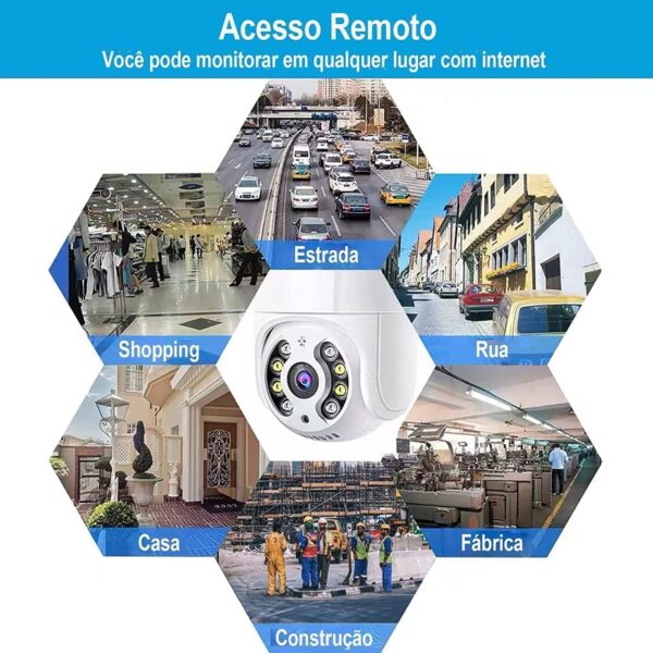Câmera de Segurança 2024 Wi-fi Speed Dome A8 com Visão Noturna (Infravermelho), Prova D`água, Detecção de Movimento e Controle Remoto - Proteja sua Casa, Escritório Shaolong® (1)