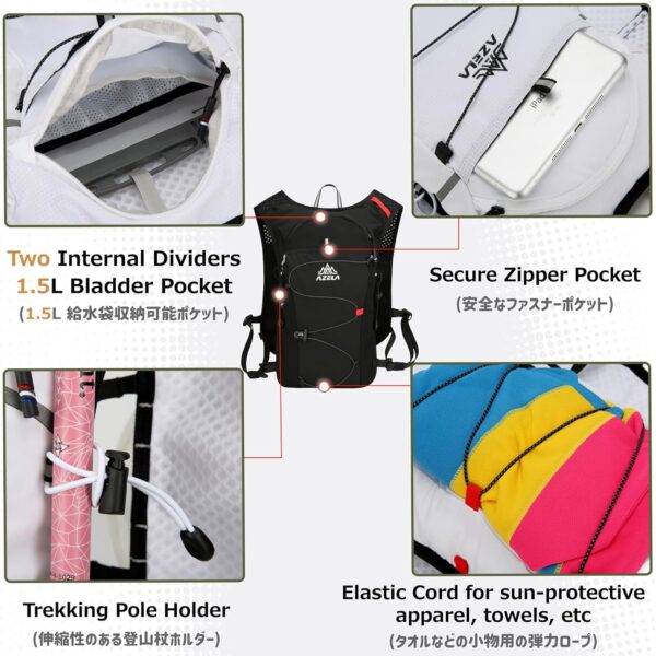 Azarxis Mochila de hidratação para caminhada, corrida, 10 L, colete para mulheres, homens, leve, ciclismo, trilha, corrida, corrida