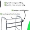 71jWtLvMKQL._AC_SL1500_.jpg Andador Alumínio Dobrável Dellamed D10 3em1 130kg Idosos