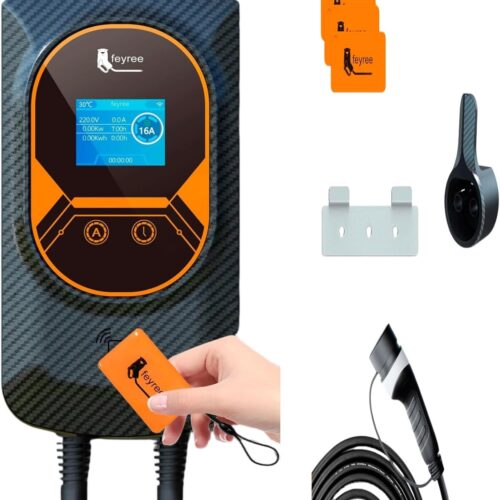 Carregador para Carro Elétrico Portátil, 7,6KW 8-10-13-16-25-32A 85-264V Type 2, Cabo de 5M,Carregador EV Tipo 2 para Carros Elétricos e Híbridos,Uso interno/externo,conexão de celular wi-fi/app