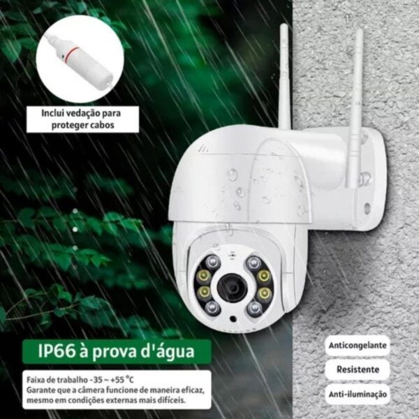 Câmera de Segurança wi-fi 360º Full HD bivolt inteligente Smart Detecção de Movimento sem fio giratória 360 com aúdio, Icsee a prova dagua Espiã Full HD 1080p IP66 Infravermelho Visão Noturna