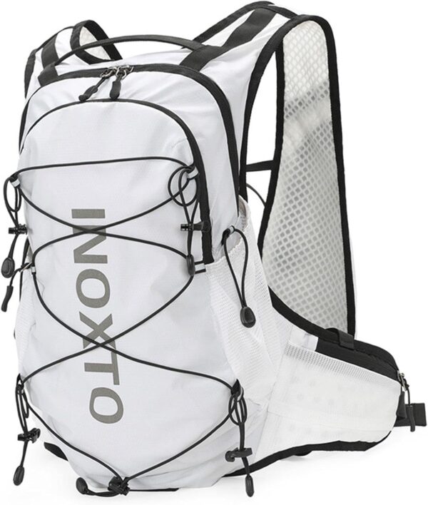 Dynwave Pacote de hidratação 12l mochila de hidratação leve reflexiva ultraleve bexiga de água correndo mochila para escalada de montanha, branco