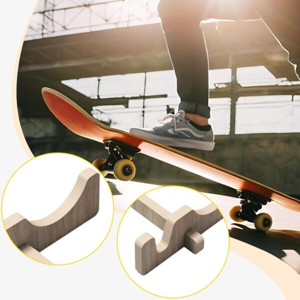 71rEplELi-L._AC_SL1500_.jpg harayaa Suporte de skate para skate, presentes para skatistas, suporte de chão compacto de madeira para skate, exibição para snowboard, longboard, casa e