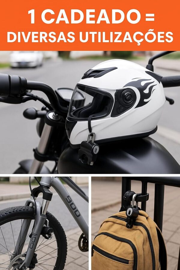 Cadeado de Segurança com Cabo de Aço para Capacete, Bicicleta, Moto, Patinete, Mochila, Bagagem, Portátil, Leve, Antifurto, Ajustável e Reforçado – Unissex