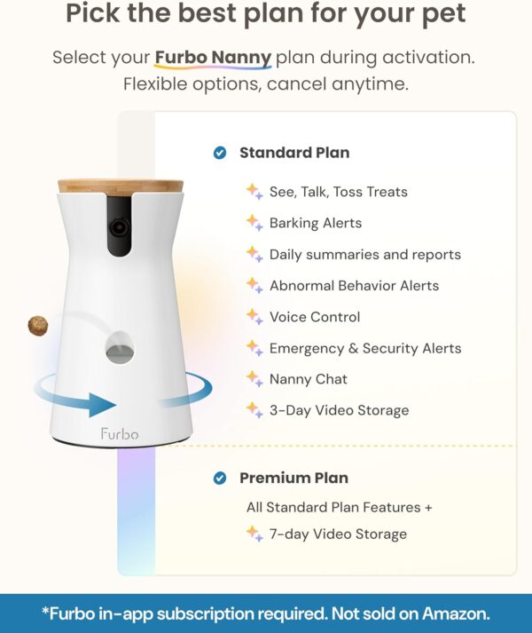 Furbo Videocamera per Cani a 360° con Abbonamento [Pacchetto Sicurezza Premium, 2023], 1080p Video, Indoor