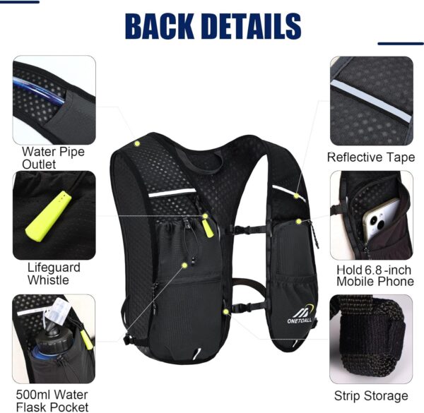 Colete de corrida para mulheres e homens, mochila leve de hidratação de 150 g com bexiga de água à prova de vazamento de 2L, pacote com 6 L para trilha, maratona, caminhada, ciclismo, corrida