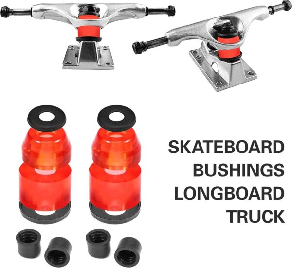 71vsTK1pF6L._AC_SL1500_.jpg Bushing de Skateboard Kit Reconstrução Truck Longboard com Cups Pivô e Arruelas para 2 Trucks