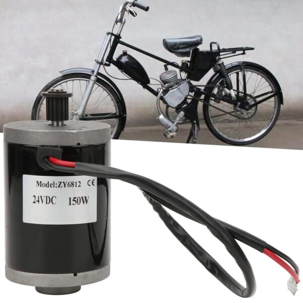 71wk-IOKAPL._SL1500_.jpg KIMISS Motor de Escova Elétrica ZY6812 24V 150W Com Polia de Metal para Bicicletas Elétricas e Scooters - Roda Dentada de Corrente DC, Design Compacto, Desempenho Estável
