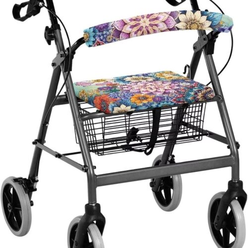 Capas decorativas de proteção para andador floral Boho com acessórios de velcro para andadores com faixa elástica para idosos com capas de presente de assento