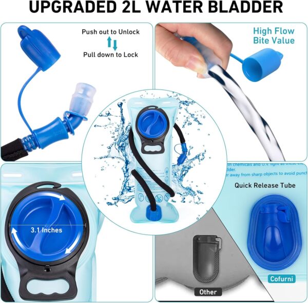 Mochila De Hidratação 20L Com Reservatório Água 2L, Grande Para Caminhadas, Ideal Homens E Mulheres, Isolamento Leve Ciclismo, Corrida, Esqui, Trekking Camping