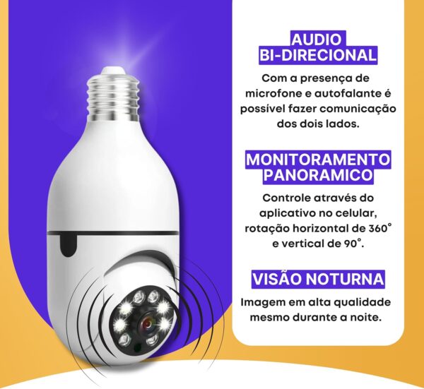 Câmera Lâmpada Câmera Espiã de Segurança WiFi, 1080P Câmera de Base E27 com Visão Noturna Infravermelha intercomunicador bidirecional, Câmera Vigilância com Função de Rastreamento Automático YOOsee