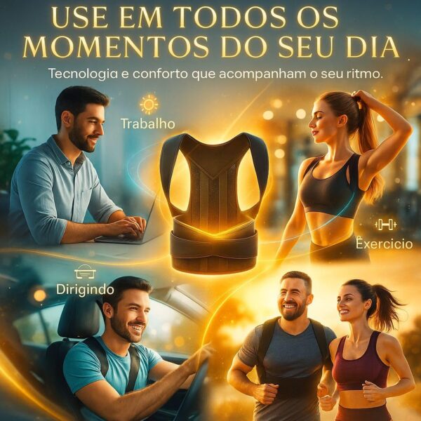 71z3I-tnc2L._SL1024_.jpg Colete Corretor Postural Ortopédico Unissex Ajustável Premium - Alívio de Dores nas Costas, Lombar e Pescoço, Com Cinta e Suporte para Clavícula, Conforto e Estilo (X-Grande)