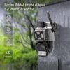 Câmera IP Sem Fio de Segurança Externa HD 3MP, Câmera de Visão Noturna Infravermelha WiFi, Dupla Lente Grande Angular, IP66 à Prova D'água e à Prova de Poeira, Luz de Advertência