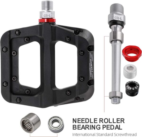 FOOKER Pedais MTB Mountain Bike Pedais 3 Rolamentos Antiderrapantes Leve Fibra de Nylon Pedais Plataforma para BMX MTB 9/16"