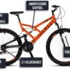 81hy1pqFuL._AC_SL1500_.jpg Colli Bike, Bicicleta GPS 148 Dupla Suspensão e Freios V-Brake, Aro 26 Aero, 36 Raias, 21 Marchas
