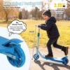 Patinete para crianças de 4 a 8 anos, 2 rodas iluminadas, scooter resistente com 3 guidões ajustáveis em altura, abertura traseira, plataforma antiderrapante alargada, carga máxima de 50 kg para