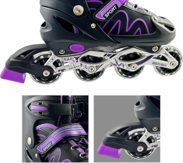 815995T8SDL._AC_SL1500_.jpg Patins Roller Inline 4 Rodas Skates Ajustavél com Rodas Iluminadas Jovens e Adultos, Para iniciantes, Adequado para uso Interno e Externo